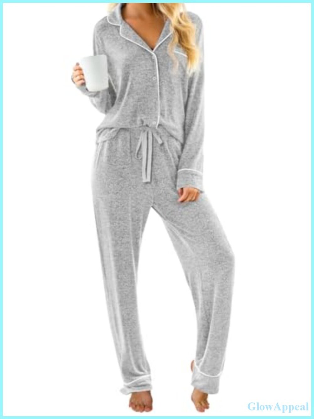 Women's 2 Piece Pajama Set Button Down Lounge Set Soft Sleepwear